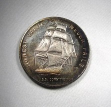 1985 U.S.S. Constitution Sailing Warship Silver Art Medal Rainbow Toning AM664 - £26.84 GBP