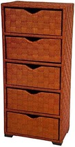 Oriental Furniture Natural Fiber Chest Of Drawers - Five Drawer - Honey - £232.42 GBP