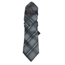 Steven Land Men Tie Hanky Set Black Gray Silver Microfiber Classic 3.5&quot; Wide - £19.70 GBP