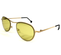 Vintage La Eyeworks Sonnenbrille SLICK 555 Gold Rund Rahmen Mit Gelb Linsen - £50.06 GBP