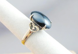 Antique Ornate Gold Tone Ring Oval Onyx 6 - £23.96 GBP