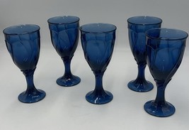 Set of 5 Noritake Sweet Swirl Blue Water Goblet Ice Tea Glass 7-3/8&quot; Tall 10 oz - £61.91 GBP