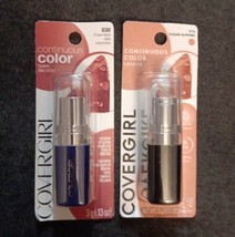 2 CoverGirl Continuous Color Lipstick, *Sugar Almond*/*Its Your Mauve* (MK2/3) - £17.25 GBP