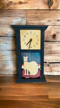 S S Tappin Designs Folk Art Cat Prim Wooden Mantle Table Clock Battery Operated - £25.98 GBP