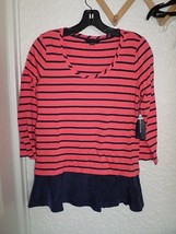 Tommy Hilfiger Sydney Stripe Satin Hem Top NWT$79.50 Misses M - £15.80 GBP