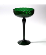 Vintage EMPOLI 10¼” Footed Compote - 6&quot; Bowl - Forest Green 3D CUBE PATTERN - £27.20 GBP