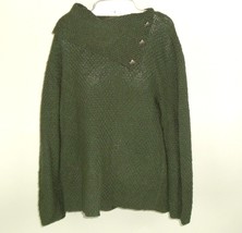 Vtg Sweater Coldwater Creek S Green Knit Top Pullover Leaf Buttons USA 42&quot; bust - £15.80 GBP