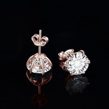 9mm Round Cut Lab-Created Diamond Solitaire Stud Earrings 14K Rose Gold Plated - £63.26 GBP