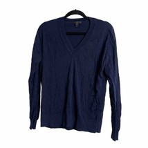 J. Crew Sweater Mens Size M Cotton Cashmere Blend V-Neck Pullover Blue - £14.21 GBP