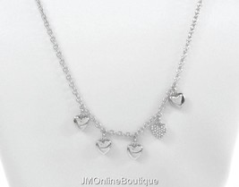 Fossil JOA00329040 Heart Charms Solids n Crystal Pendants Silver tone Necklace - $29.99