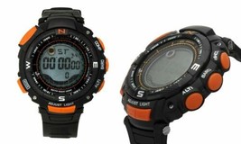 NEW Geneva Platinum 4561 Men&#39;s MARATHON Orange Accent Black Rubber Digital Watch - £15.78 GBP