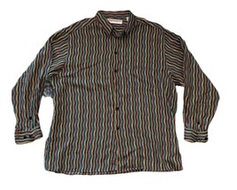 Jhane Barnes Men&#39;s Casual Multicolor Striped Button Up Long Sleeve Shirt... - £20.33 GBP