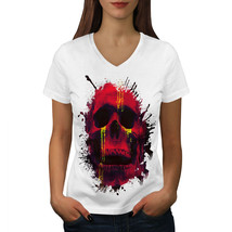 Wellcoda Liquid Metal Death Womens V-Neck T-shirt, Biker Graphic Design Tee - £16.02 GBP