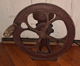 No. 1-1/2 antique coffee grinder burr grain mill 12&quot; wheel cast iron GM ... - £256.27 GBP