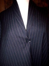 40&quot;X60&quot; Designer Italian Dk Grey Cognac Stripe Wool Suit Wgt Fabric - £13.90 GBP