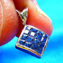 Earth mined Sapphire Princess cut Mystery set Pendant 14k White Gold Medallion - $56,519.94 MXN
