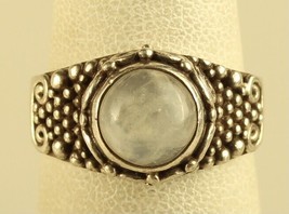 Vintage Sterling Silver 925 Signed Sajen Moonstone Swirl Chunky Stud Design Ring - £51.71 GBP