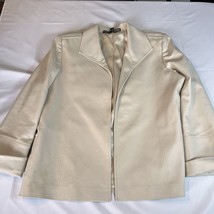 Ellen Tracy Linda Allard Blazer Beige Jacket, Sport Coat Linen Blend Sz P12 - $33.87