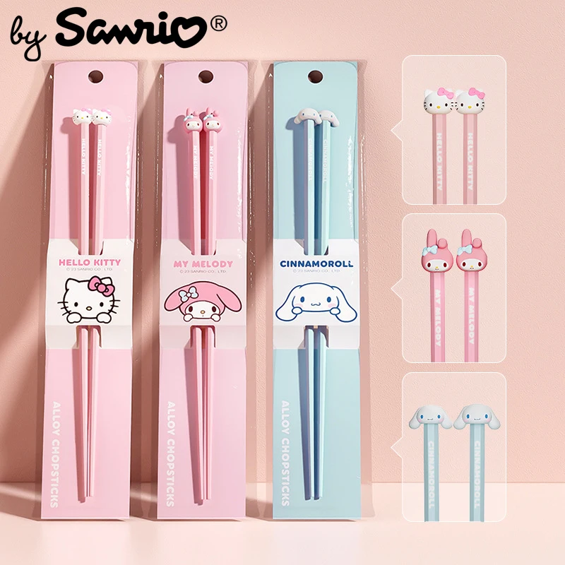 2023 New Sanrio Hello Kitty My Melody Cinnamoroll Alloy Chopsticks Tableware - £11.85 GBP