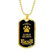 Dog Lover Gift Alaskan Malamute Dad Dog Necklace Stainless Steel or 18k Gold Dog - £36.23 GBP
