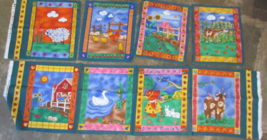 Lot Of 8 Quilt Squares Suzie Q Down On The Farm COW/CHICKEN/SHEEP Cotton Fabric - £14.27 GBP