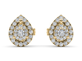 10K Yellow Gold 0.25 Ct Diamond Pear Shape Fashion Earrings - £259.82 GBP