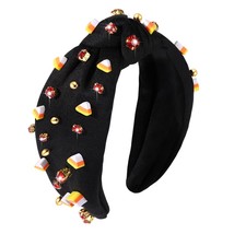 Halloween Headband for Women Crystal Pearl Knotted Headbands Beaded Boo Pumpkin  - £26.42 GBP