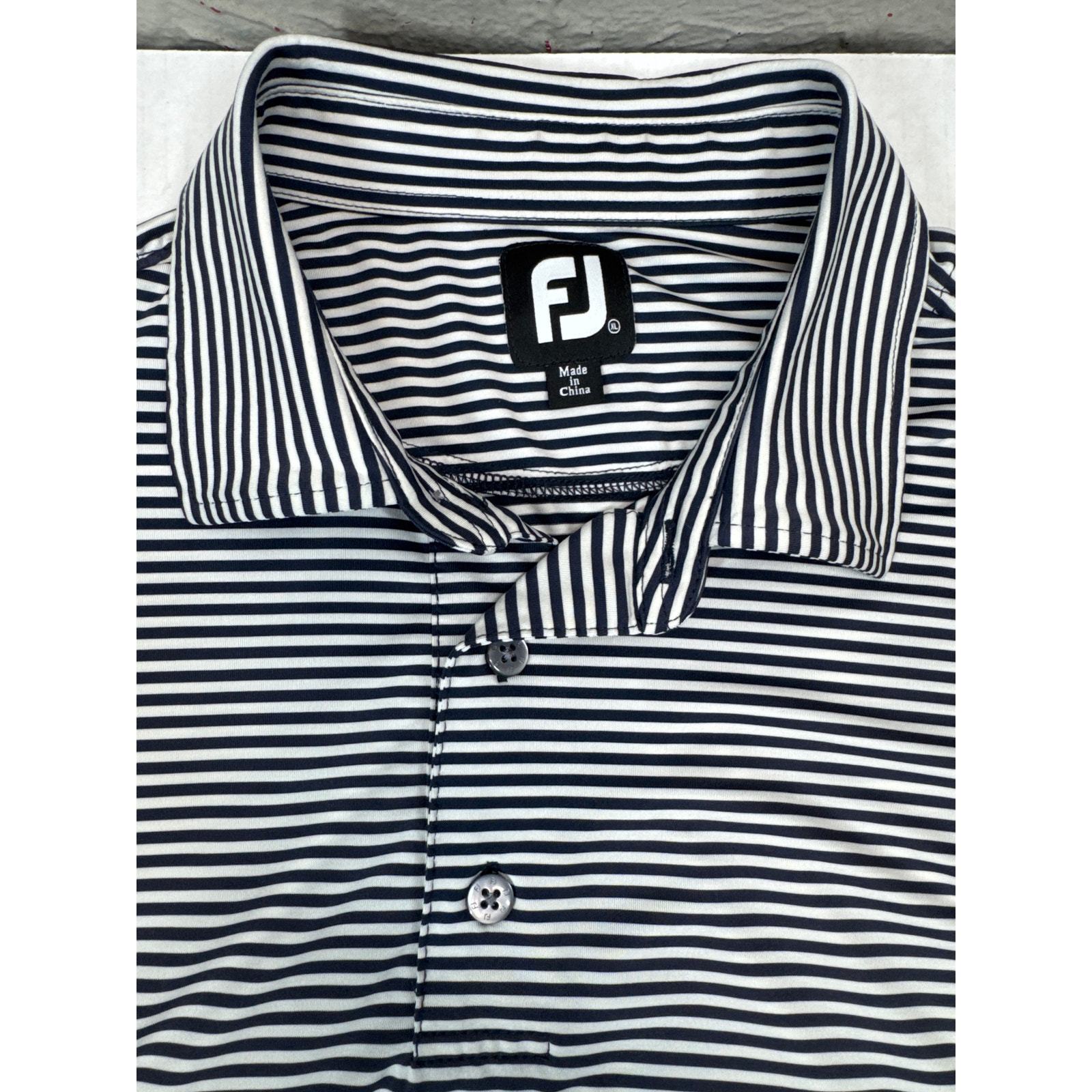 FootJoy Mens Polo Shirt Black White Striped Monochrome Short Sleeve Golf XL Item image 3