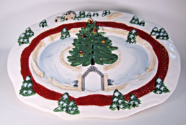 14&quot; Christmas Tree Platter Serving Tray Festive Gift Quality Spode New in Box - $18.22