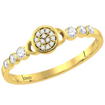 14kt Yellow Gold Womens Round Diamond Cluster Stackable Band Ring 1/6 Cttw - £237.67 GBP