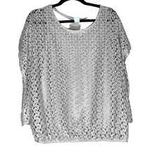 Blouse Lavish Women&#39;s Size Small Lined Mesh Lace Style Short Sleeve batw... - £8.03 GBP