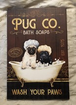 Pug Bath Soaps Bathtub Canvas Art Print 12X18&quot; - £35.37 GBP