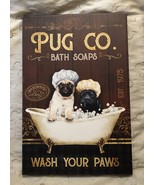 Pug Bath Soaps Bathtub Canvas Art Print 12X18&quot; - $44.95