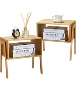 Pipishell Bamboo Stackable End Tables, Wood Living Room Nightstand,, Set... - $55.98