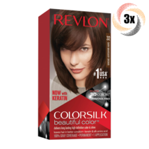 3x Packs Revlon Dark Mahogany Brown Permanent Colorsilk Beautiful Hair Dye | #32 - £18.72 GBP