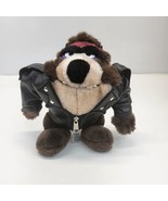 Vintage Biker Taz Tasmanian Devil Plush 24K w/ Biker Jacket 9&quot; Warner Br... - $282.87 MXN