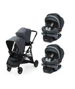 Graco Gray Double Twin Stroller Sit N Stand Travel System w 2 Infant Car Seats - $894.00