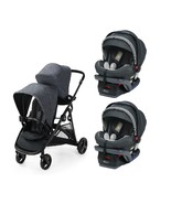 Graco Gray Double Twin Stroller Sit N Stand Travel System w 2 Infant Car... - £668.27 GBP