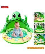 41x35 Inch Inflatable Turtle Baby Pool with Canopy - Safe Water Play Exp... - $71.23
