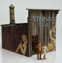 HO Scale Built Twilight of Steam Strip Wood Club Building Detailed Weath... - $74.99