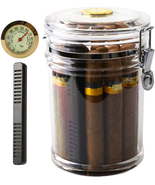 Acrylic Humidor Jar with Humidifier and Hygrometer,Humidor That Can Hold... - £22.76 GBP