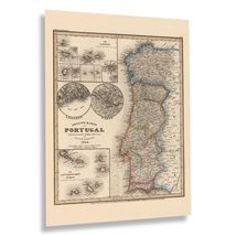 HISTORIX Vintage 1844 Portugal Map Poster - Vintage Map of Portugal Post... - $39.99+