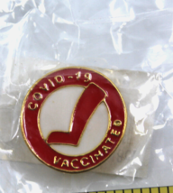 Covid 19 Vaccinated Red Check Mark Multi Colored Collectible Pin Pinback... - $14.45