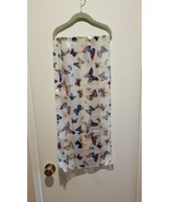 Long Ivory Multicolored Butterfly Print Silk Feel Fashion Scarf Rectangle - $9.89