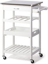 Todeco Kitchen Island Cart, Wooden Rolling Kitchen Carts On Wheels With, White - £67.61 GBP