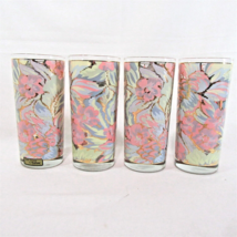 CULVER 762-Tapestry Floral Pink 22K Gold Trim 4-PC Glassware Set - £94.81 GBP