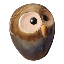 Huge Vintage Pottery Owl Hand Made Brown Big Eyes 9&quot; Tall Figurine - £14.24 GBP