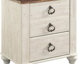 Willowton Farmhouse 2 Drawer Nightstand With Usb Charging Ports, Whitewa... - £169.04 GBP