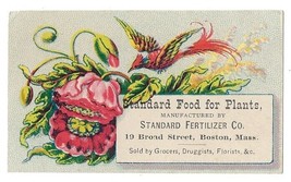 1880s Standard Fertilizer Co Boston Ma Victorian Trade Business Card Floral Bird - £11.82 GBP