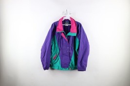 Vintage 90s Woolrich Womens XL Spell Out Color Block Full Zip Windbreaker Jacket - £39.71 GBP